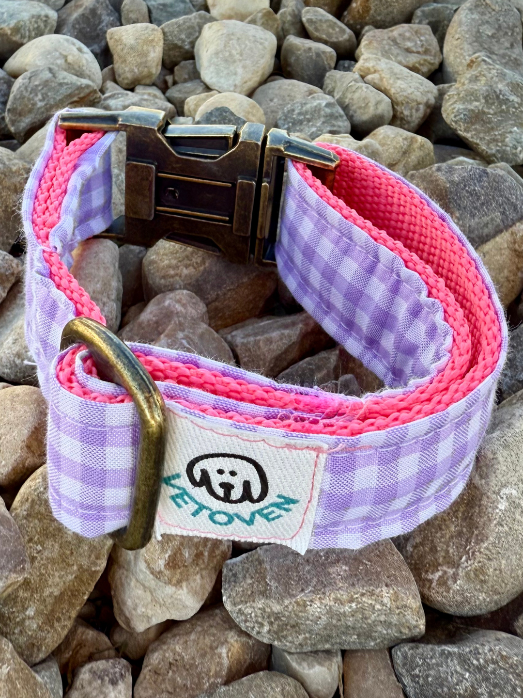 Collar para Perro “Blossom” – Vichy Pastel con Estilo Campestre
