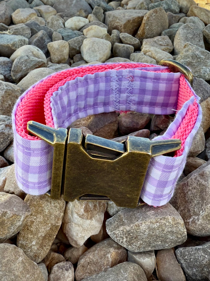 Collar para Perro “Blossom” – Vichy Pastel con Estilo Campestre
