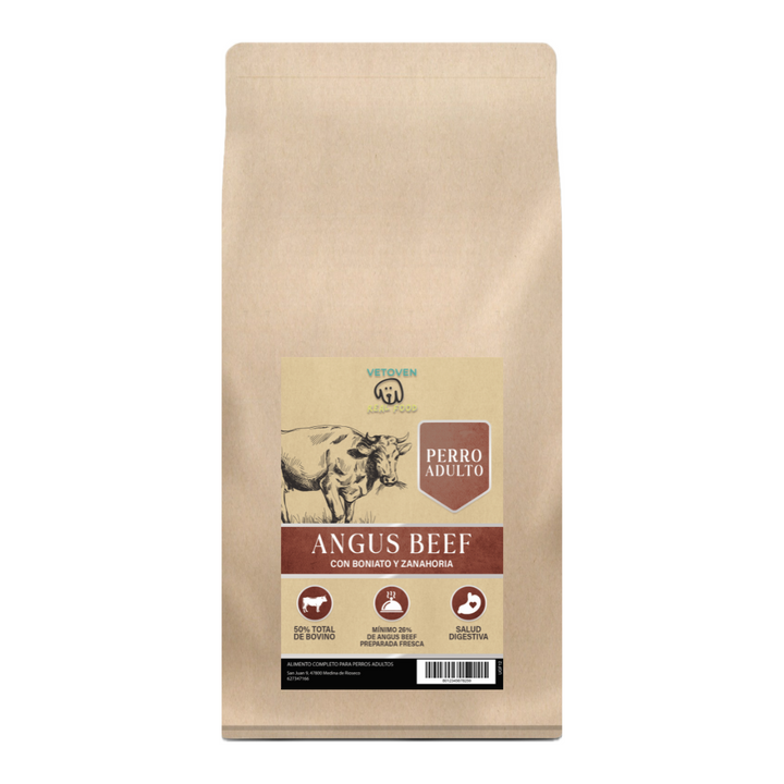 Pienso para perro adulto Vetoven Angus Beef – con boniato y zanahoria, carne fresca y sin cereales