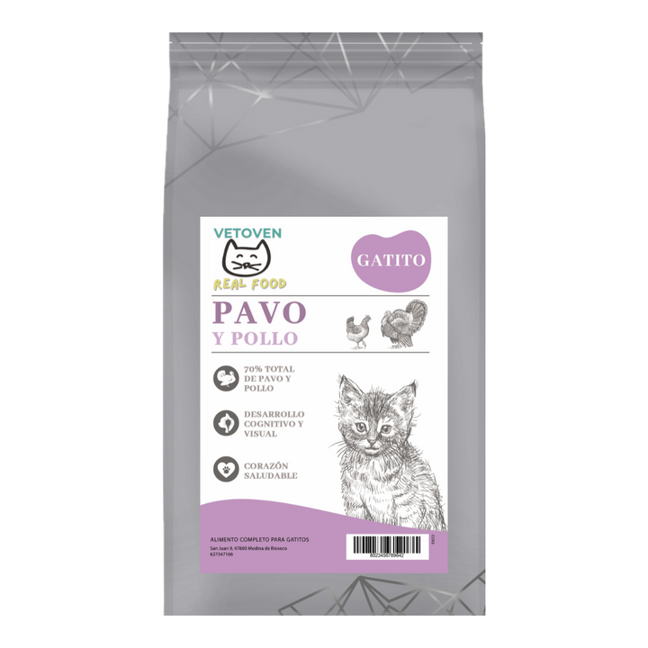 Pienso Vetoven Gatito Pavo y Pollo – Nutrición completa para un crecimiento saludable