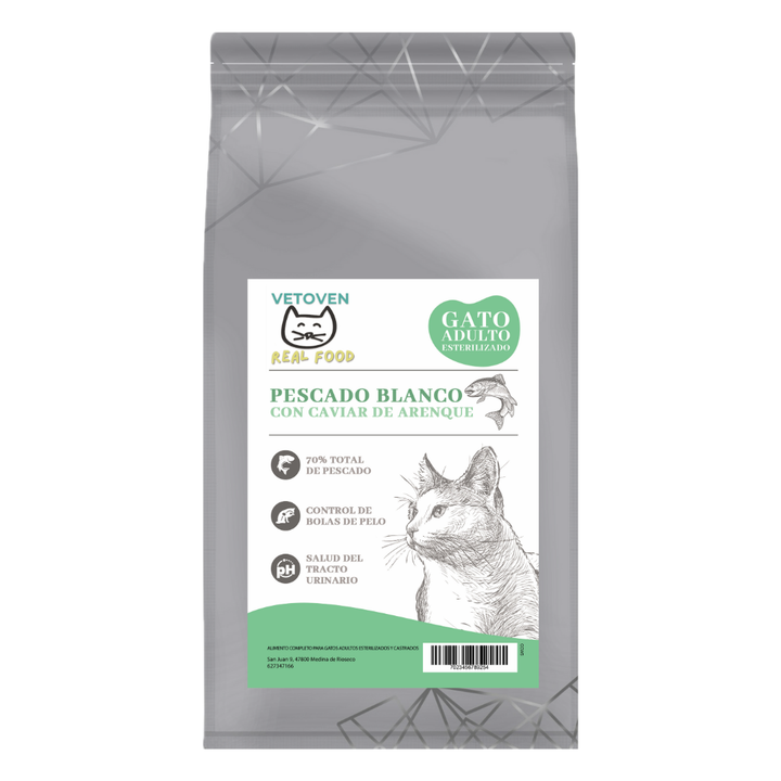 Pienso para Gato Esterilizado Vetoven – Pescado Blanco con Caviar de Arenque