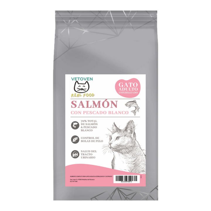 Pienso para gato esterilizado de salmón y pescado blanco – Vetoven Real Food