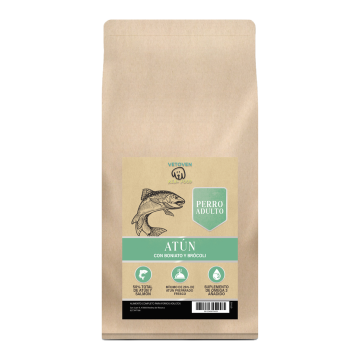 Pienso para perros adultos de atún con boniato y brócoli – alto en proteína y sin cereales