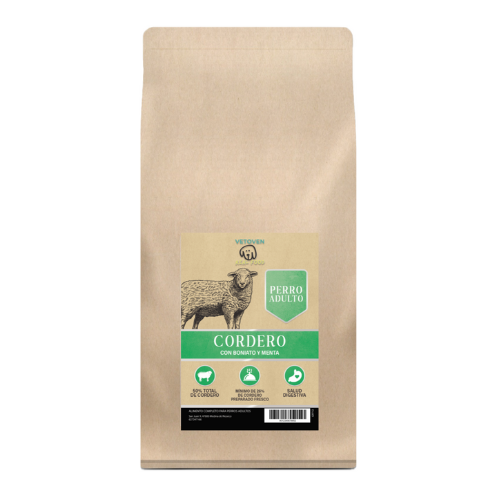 Pienso para perro Vetoven Cordero – con boniato y menta, carne fresca y sin cereales