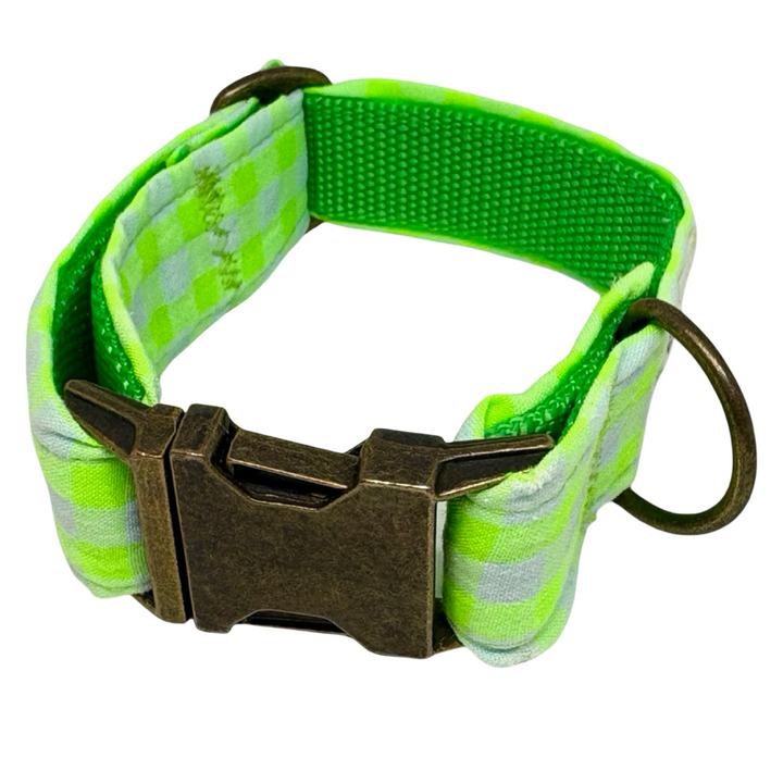 Collar para Perros Vichy Neón Green 💚 – Hecho a Mano y Diseñado por Veterinarios