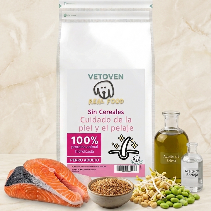 Pienso Vetoven Real Food Piel y Pelaje | Dieta para Dermatitis Atópica