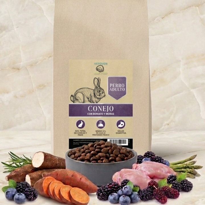 Conejo, Boniato y Moras | Pienso Natural Sin Cereales