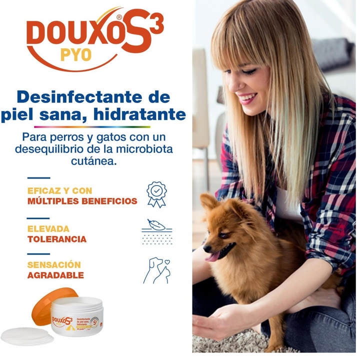 🐾 Douxo S3 Pyo Pads – Discos antisépticos para zonas localizadas en perros y gatos