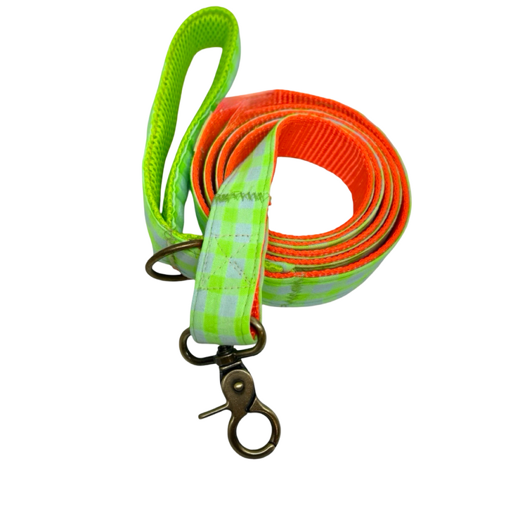 Correa para Perros Vichy Neón Green 💚(150 cm) – Hecha a Mano y Diseñada por Veterinarios