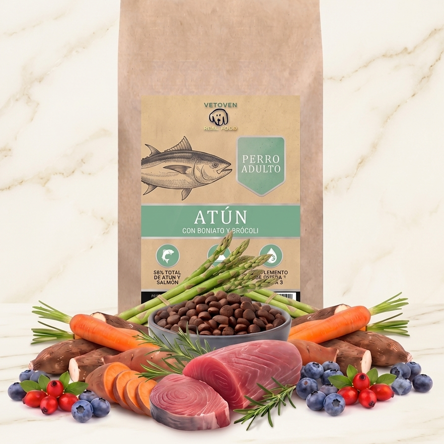 Atún, Boniato y Brócoli | Pienso Natural Rico en Omega 3