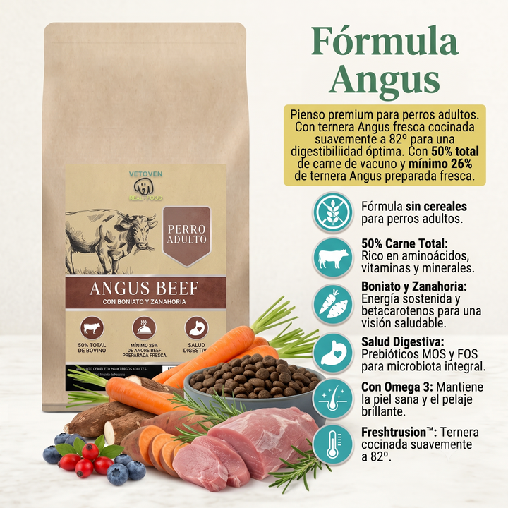 Ternera Angus y Boniato | Pienso Natural para Perros