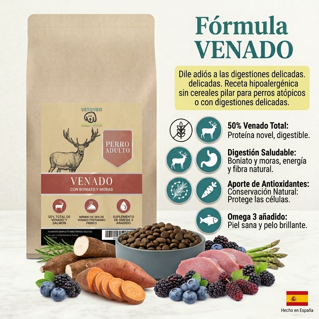 Vetoven Venado, Boniato y Moras | Pienso Natural Alta Digestibilidad
