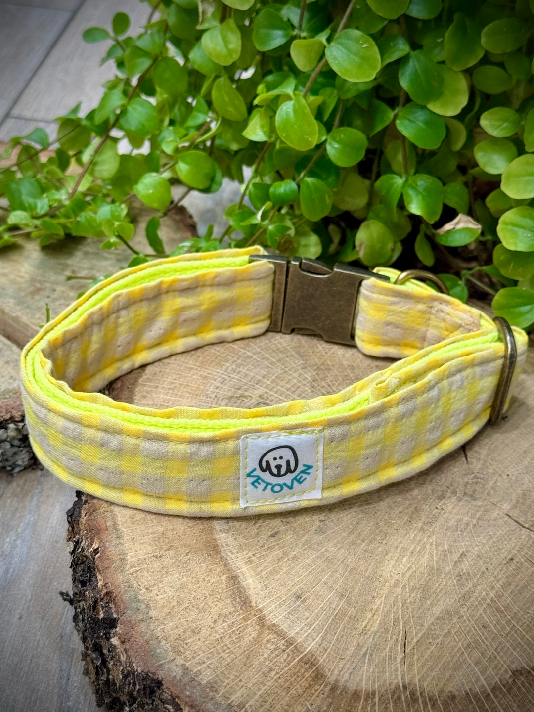 Collar para Perros Vichy Neón Lemon Drop – Hecho a Mano, Resistente y con Estilo Alegre