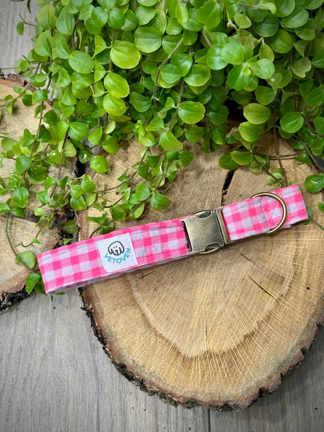 Collar para Perros Vichy Neón Pink – Algodón Resistente, Hecho a Mano y con Estilo Único