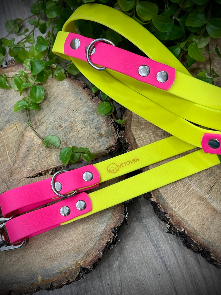 Correa Multiposición para Perro Playa Fucsia – Impermeable, Ajustable y con Doble Mosquetón de Seguridad