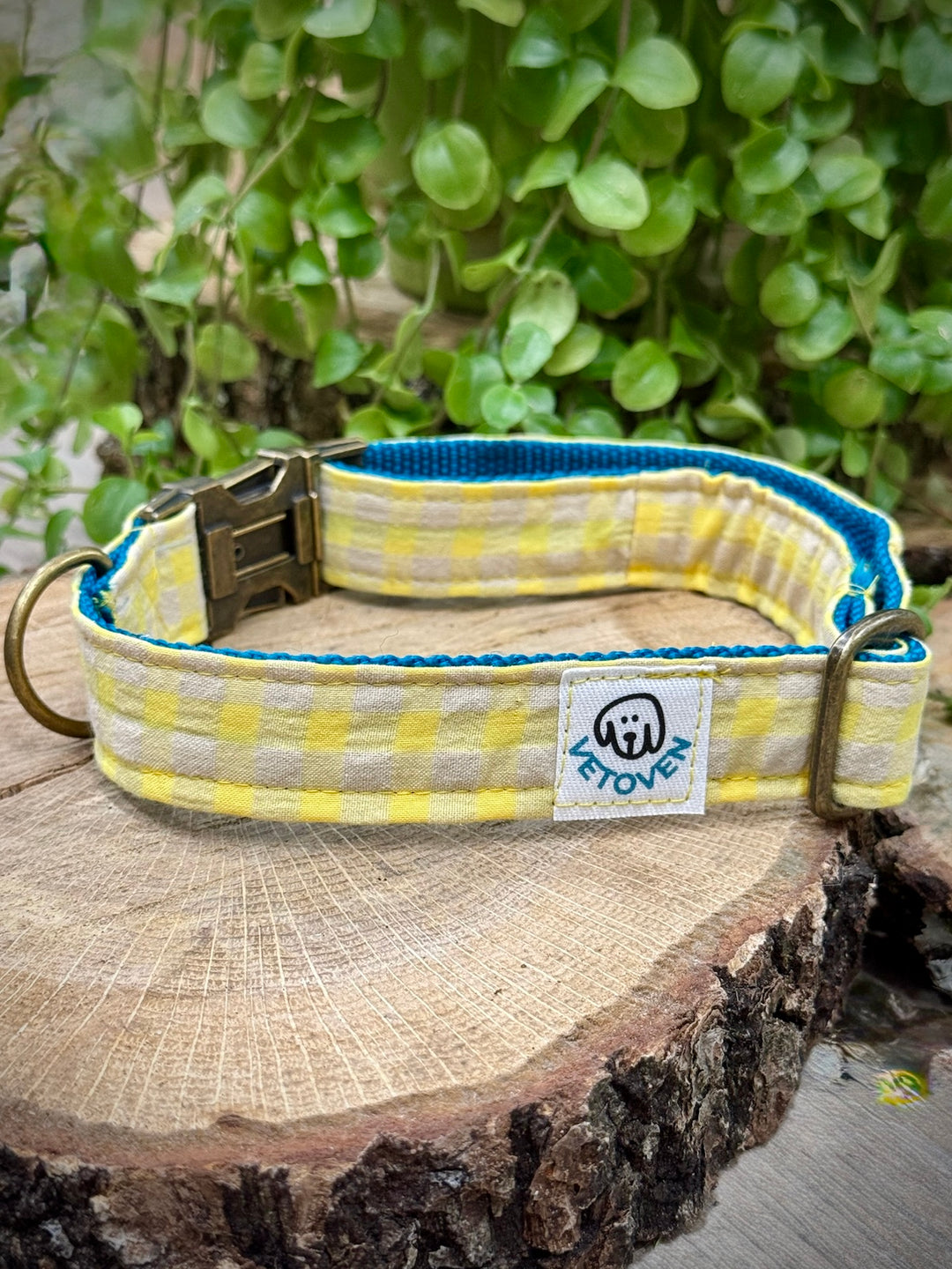 Collar para Perros Vichy Neón Lemon Drop – Hecho a Mano, Resistente y con Estilo Alegre