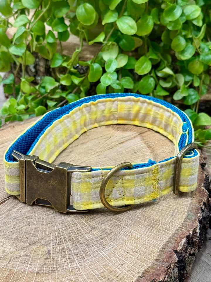 Collar para Perros Vichy Neón Lemon Drop – Hecho a Mano, Resistente y con Estilo Alegre