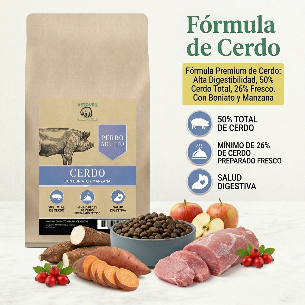 Vetoven Cerdo, Boniato y Manzana | Pienso Natural Sin Cereales