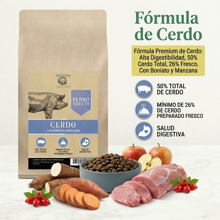 Vetoven Cerdo, Boniato y Manzana | Pienso Natural Sin Cereales