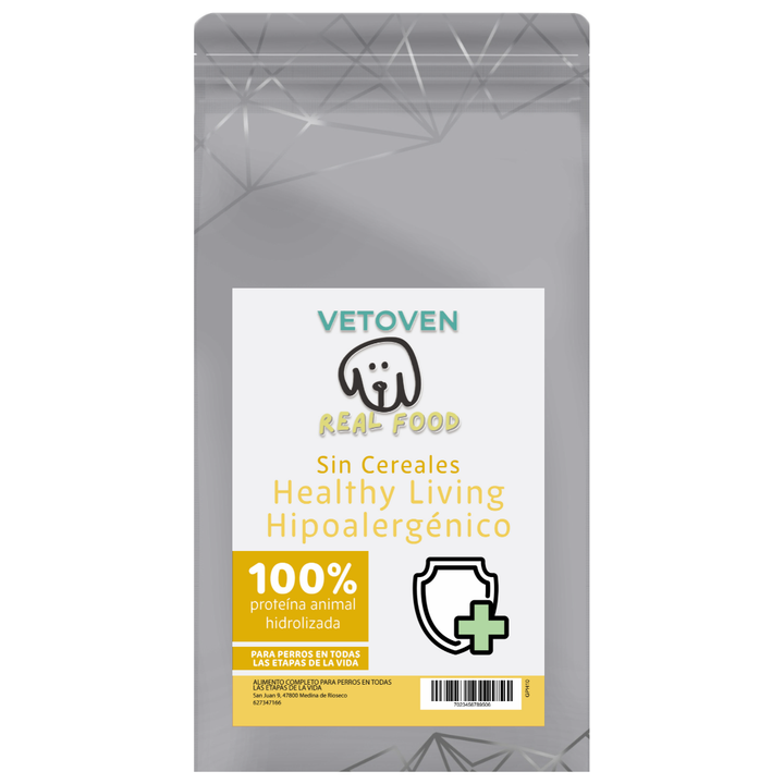 VETOVEN REAL FOOD HEALTHY LIVING - PIENSO PARA PERRO - SIN CEREALES Y 100% HIDROLIZADO