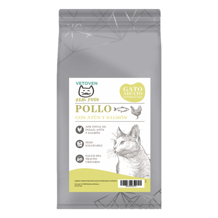 POLLO CON ATÚN Y SALMÓN 5 KG- PIENSO PARA GATO ESTERILIZADO - TRACTO URINARIO
