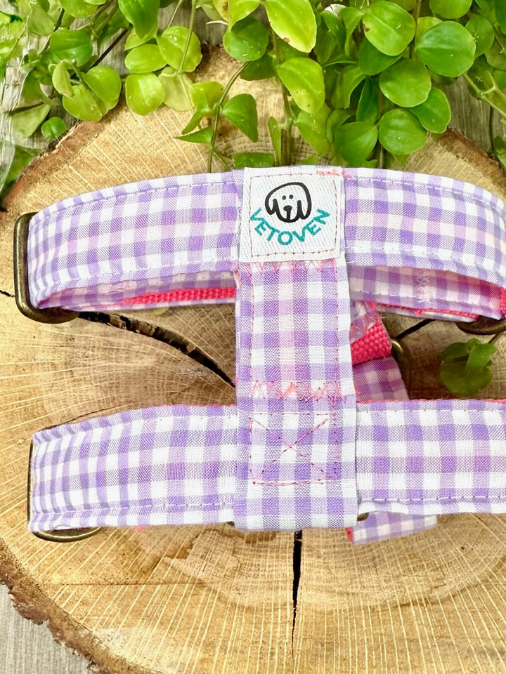 Arnés para perro Vichy Pastel Blossom - Algodón resistente, hecho a mano, a medida