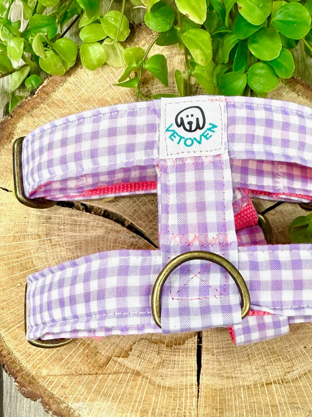 Arnés para perro Vichy Pastel Blossom - Algodón resistente, hecho a mano, a medida