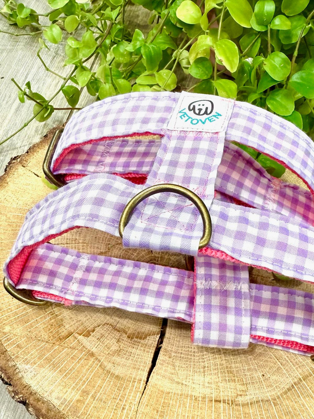 Arnés para perro Vichy Pastel Blossom - Algodón resistente, hecho a mano, a medida