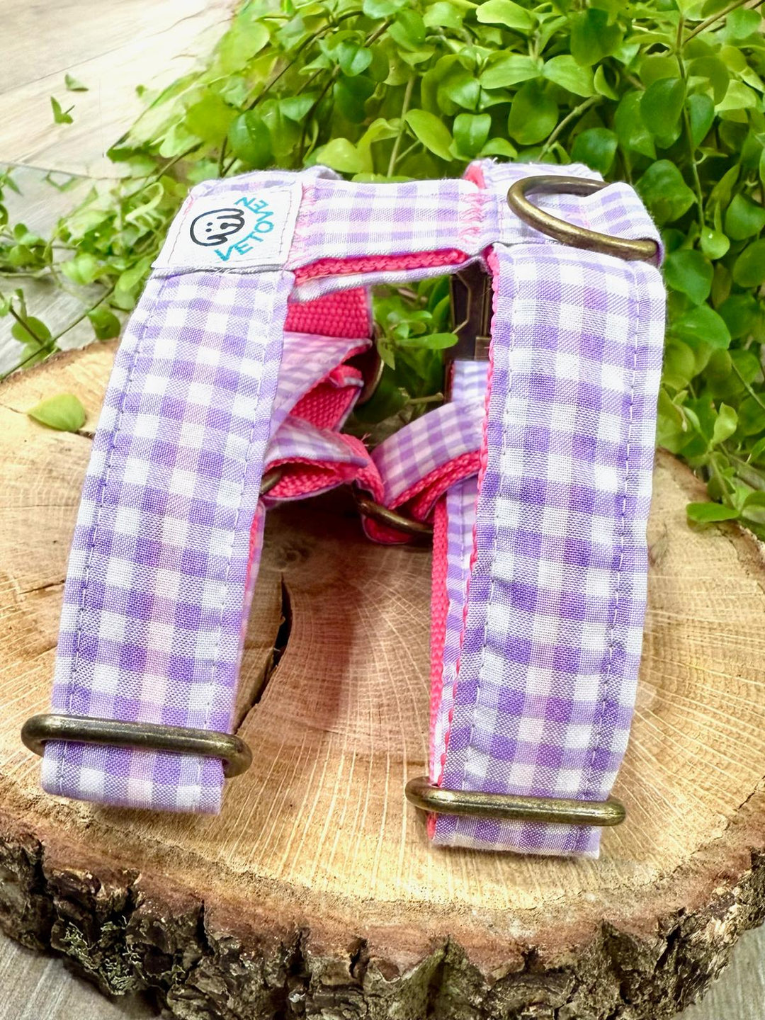 Arnés para perro Vichy Pastel Blossom - Algodón resistente, hecho a mano, a medida