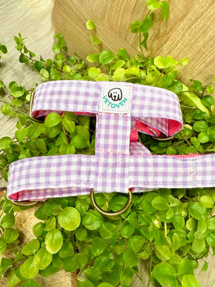 Arnés para perro Vichy Pastel Blossom - Algodón resistente, hecho a mano, a medida