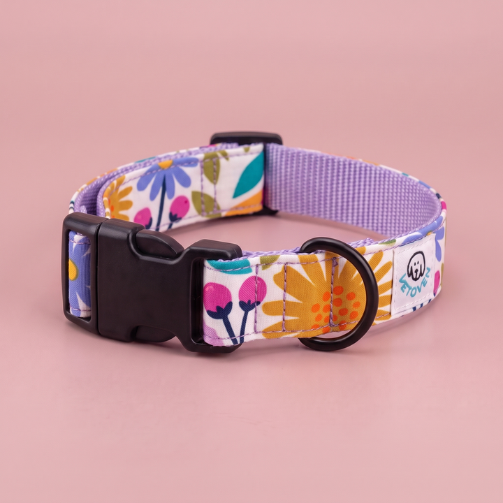 Collar regulable artesanal para perro Amapola Pop