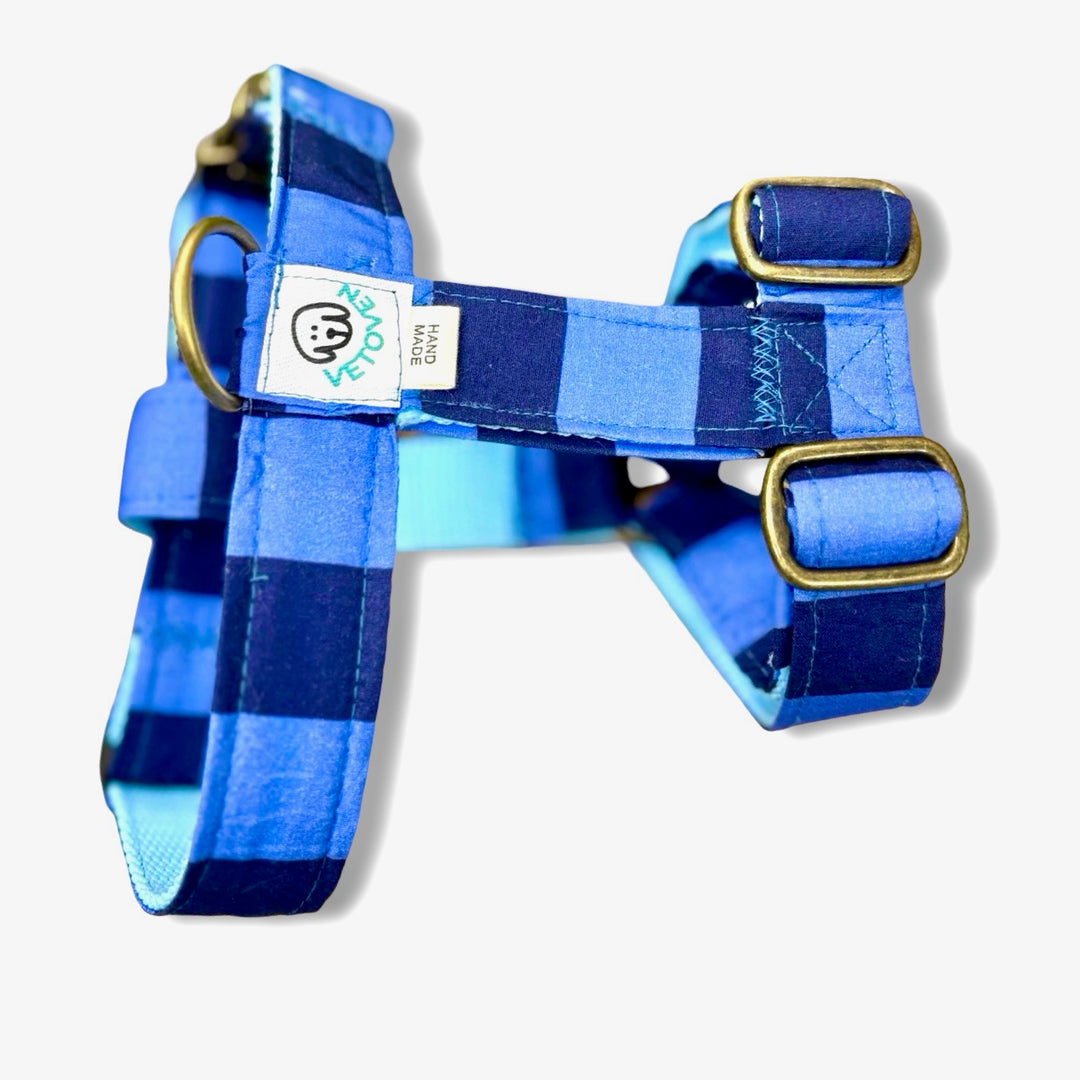 Arnés ergonómico en H para perro Sendero Azul con forro acolchado transpirable.