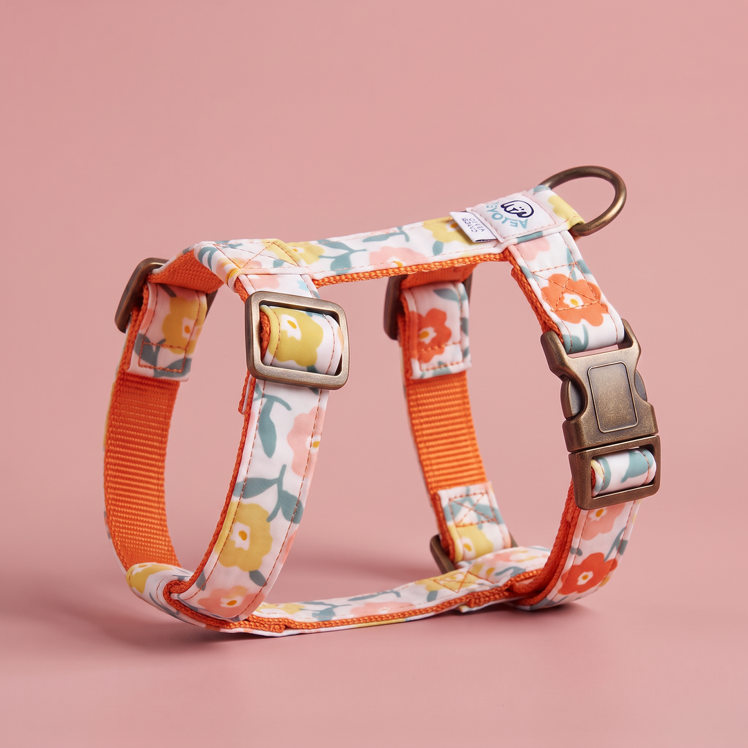 Arnés para Perros Azucena Naranja – Colección Jardín de Verano – vista lateral
