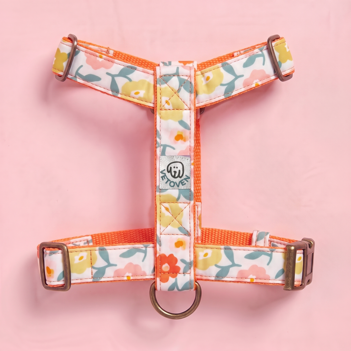 Arnés para Perros Azucena Naranja – Colección Jardín de Verano – vista plana 2