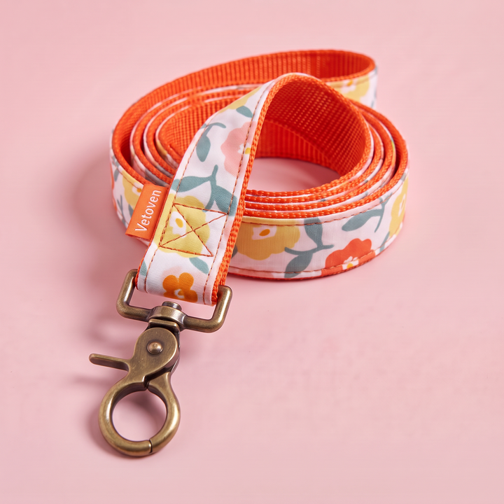 Correa para Perros Azucena Naranja (150 cm) – Colección Jardín de Verano – detalle del mosquetón