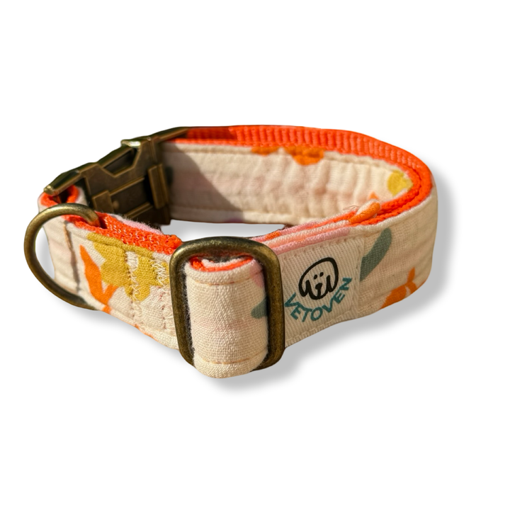 Collar para Perros Azucena Naranja 🟧  – Colección Jardín de Verano | Hecho a Mano y Diseñado por Veterinarios