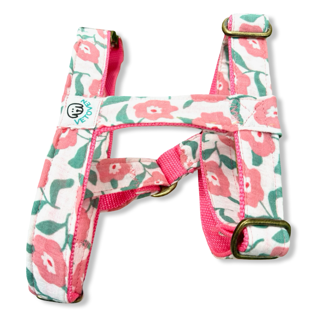 Arnés para Perros Jardín de Rosas 🌸  – Diseño en H | Hecho a Mano y Diseñado por Veterinarios · Colección Jardín de Verano