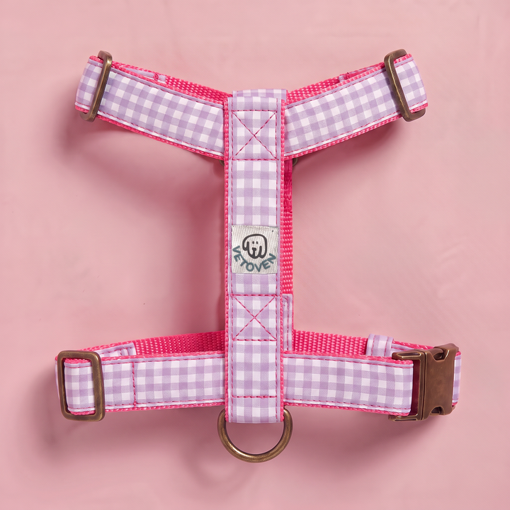 Arnés para Perros Vichy Pastel Blossom – nylon rosa, vista plana 2