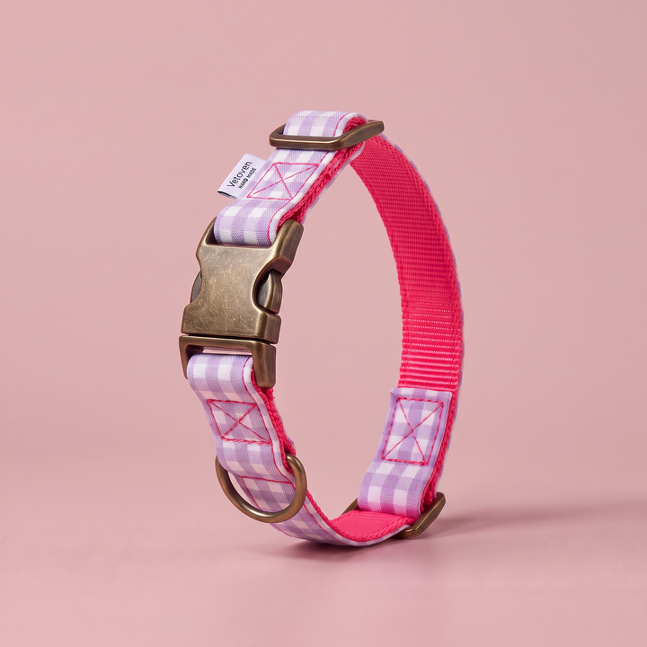 Collar para Perros Vichy Pastel Blossom – cerrado