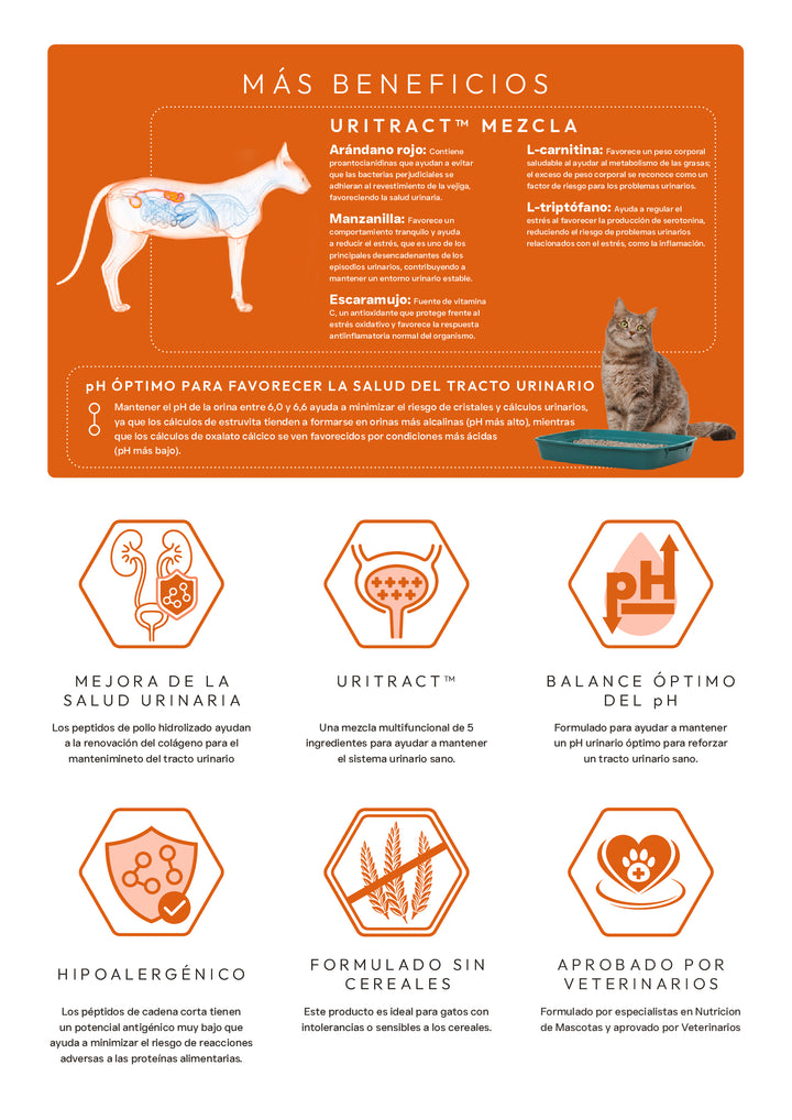 VETOVEN REAL FOOD URINARY CARE - PIENSO PARA GATO- SIN CEREALES Y 100% HIDROLIZADO