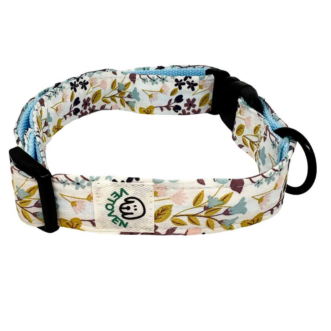 Collar artesanal para perro con estampado de flores moradas Flor de Tomillo de Vetoven.
