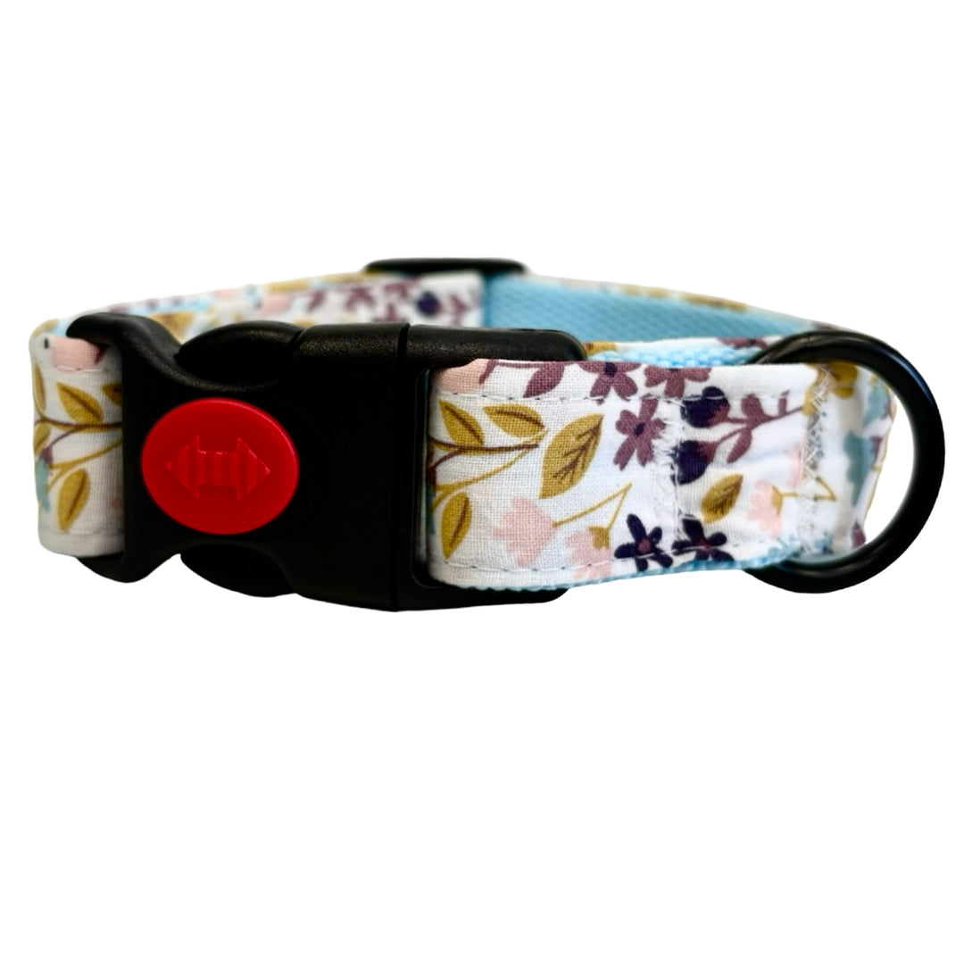 ollar artesanal para perro con estampado de flores moradas Flor de Tomillo de Vetoven.
