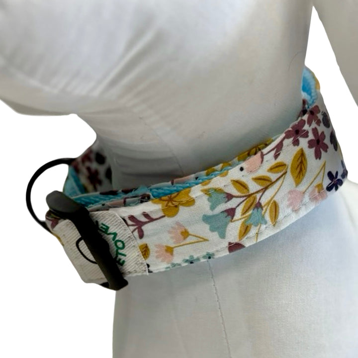 Collar artesanal para perro con estampado de flores moradas Flor de Tomillo de Vetoven.
