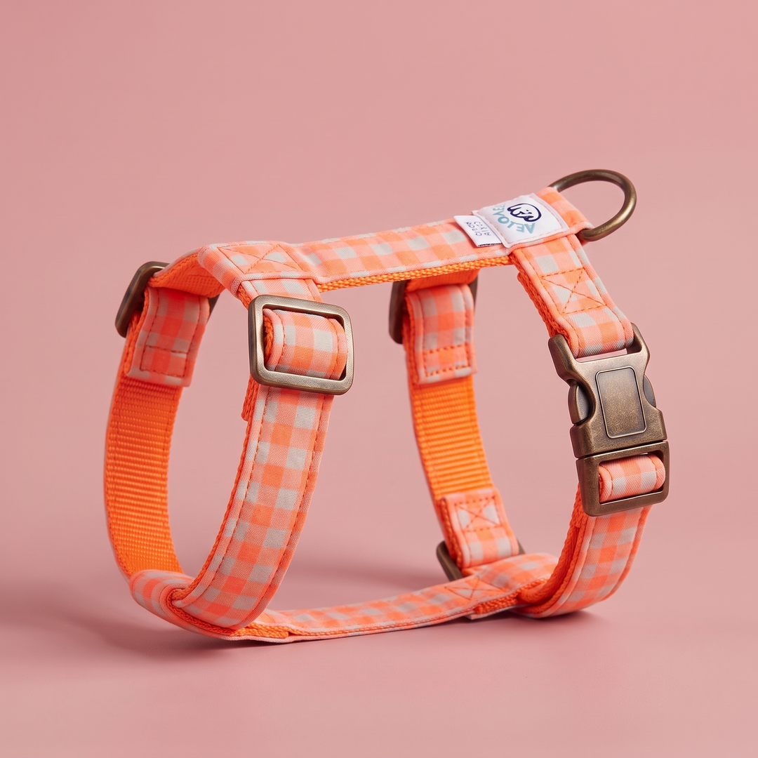 Arnés para Perros Vichy Neón Coral Pop – vista lateral