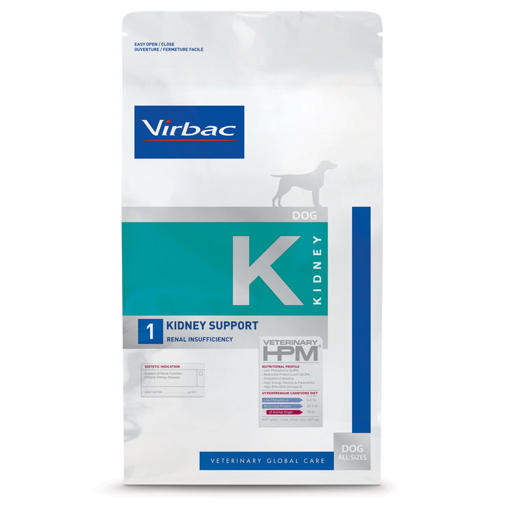 Virbac HPM K1 Dog 12 kg – Pienso Veterinario para Perros con Soporte Renal Temprano