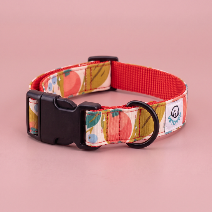 Collar regulable artesanal para perro Flor de Grosella