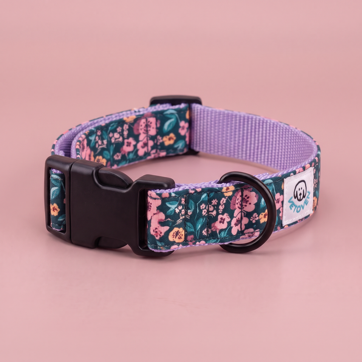 Collar regulable artesanal para perro Flor de Jacinto