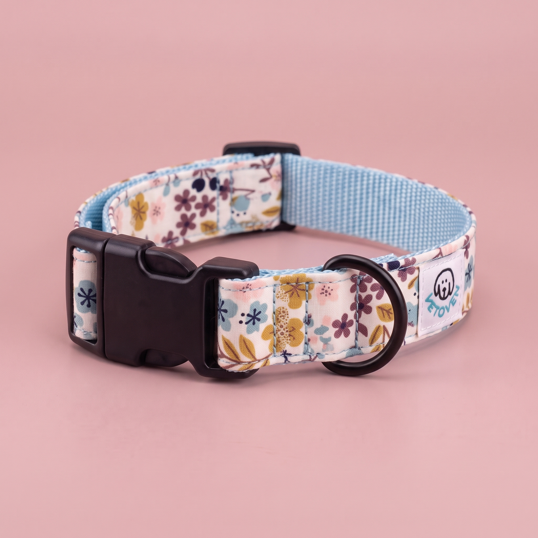Collar regulable artesanal para perro Flor de Tomillo