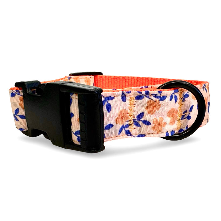 Collar de paseo para perro con forro de malla acolchada transpirable en color rojo coral.