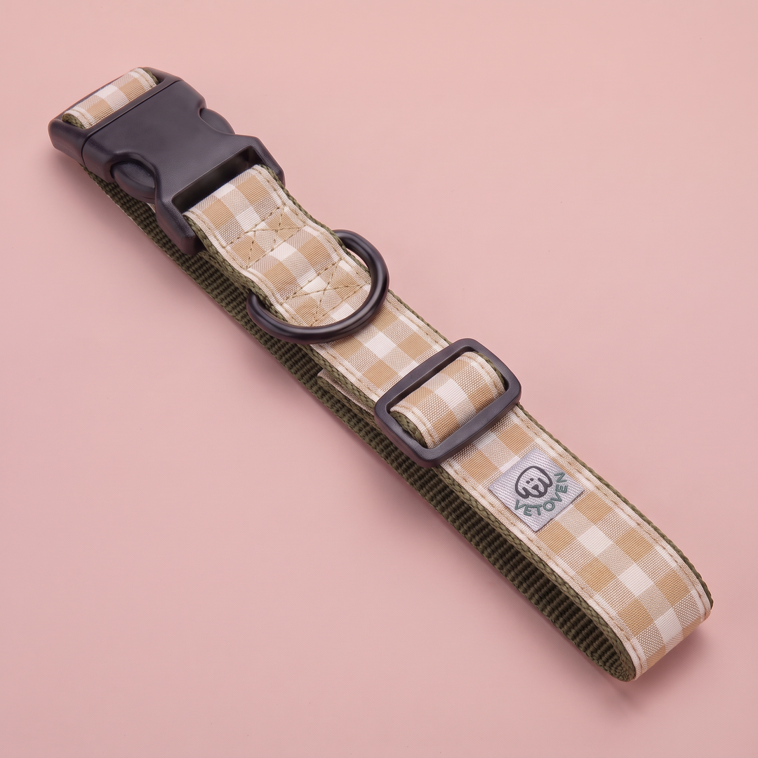 Collar Regulable Vichy Helecho para Perro – vista plana